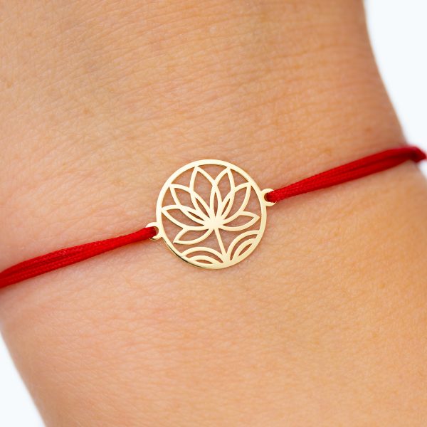 Bratara cu snur si Pandantiv Aur 14k Nufar