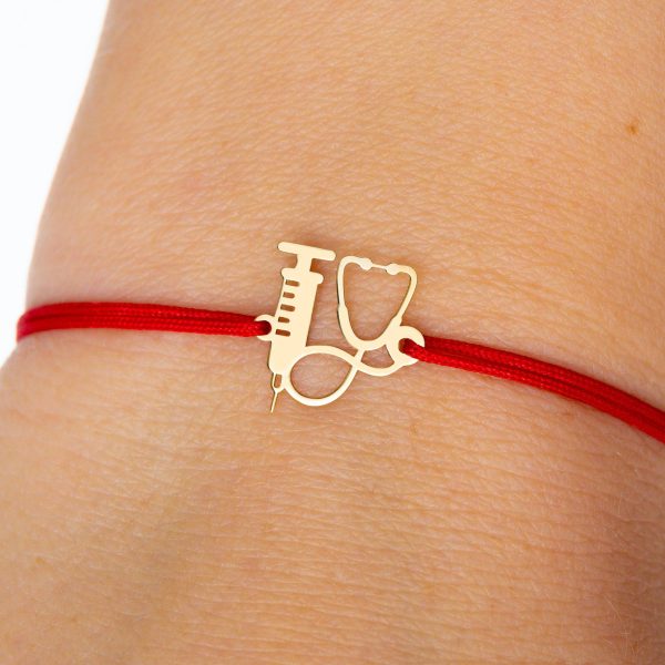 Bratara cu snur si Pandantiv Aur 14k Stetoscop