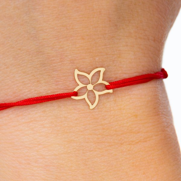 Bratara cu snur si Pandantiv Aur 14k Floare 16