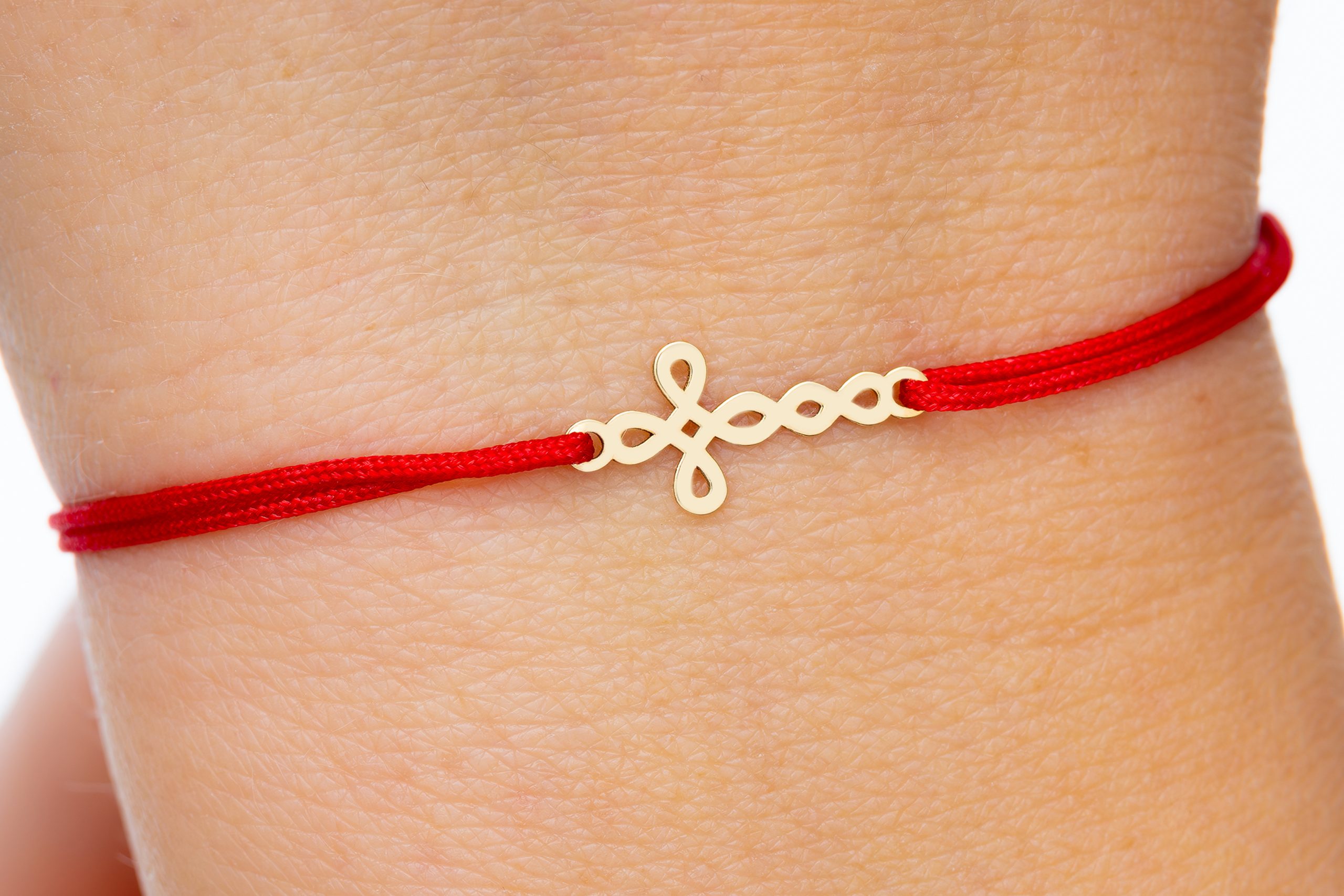 Bratara cu snur si Pandantiv Aur 14k Cruce 13