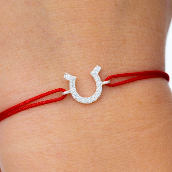 Bratara cu snur si Pandantiv Argint Potcoava Pietre