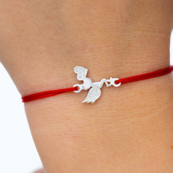 Bratara cu snur si Pandantiv Argint Inger Inima