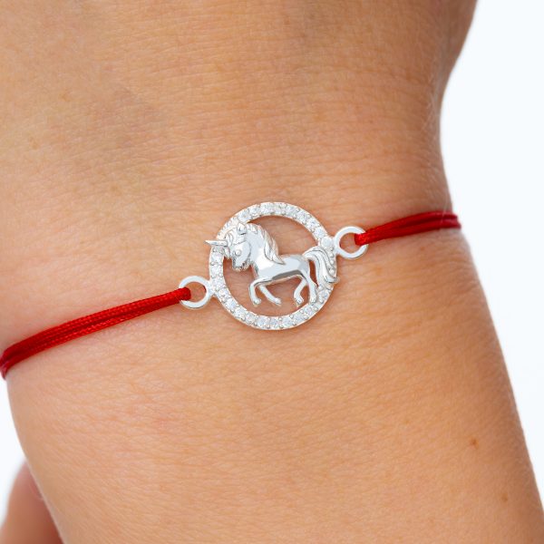Bratara cu snur si Pandantiv Argint Unicorn