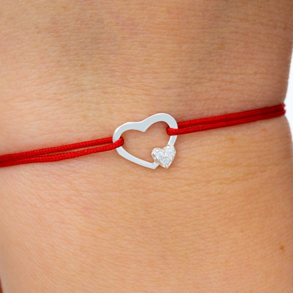 Bratara cu snur si Pandantiv Argint Inima cu Inimioara