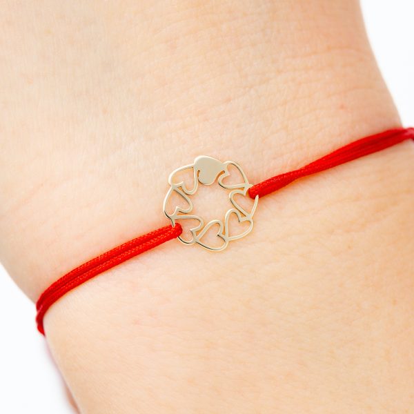 Bratara cu snur si Pandantiv Aur 14k Inima 18