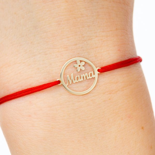 Bratara cu snur si Pandantiv Aur 14k Mama