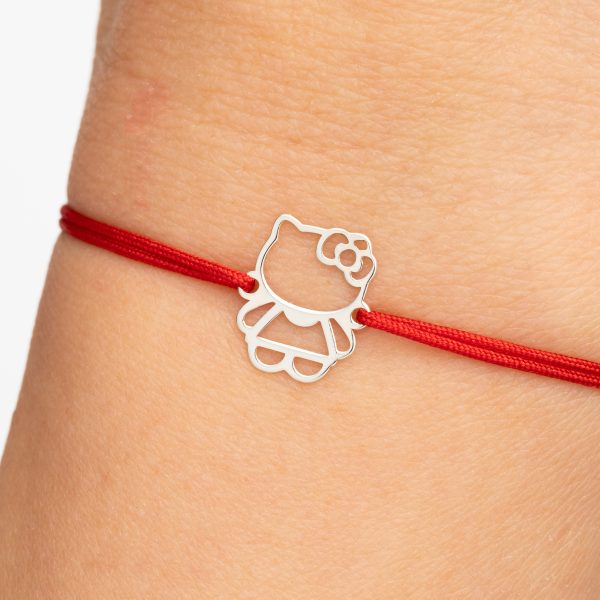 Bratara cu snur si Pandantiv Argint Hello Kitty 1