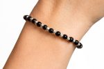 Brățară șnur cu bile din argint și onix rotund 4,5 mm – 20 bile de 3 mm