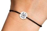Brățară șnur cu bănuț personalizabil din aur 14k – 12 mm