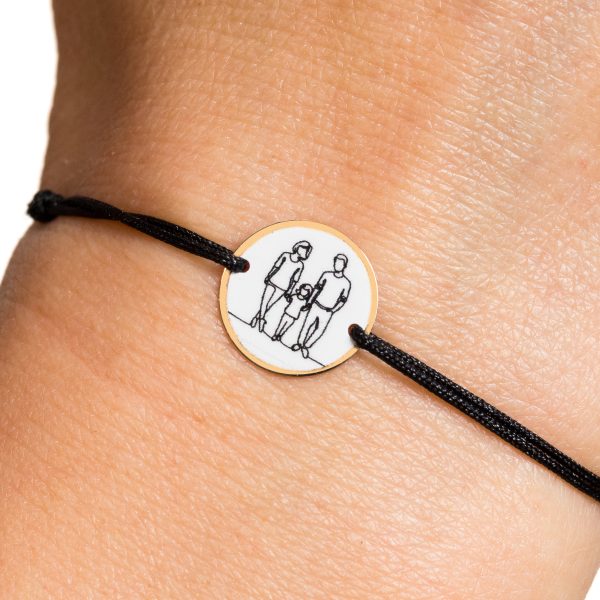 Brățară șnur cu bănuț personalizabil din aur 14k – 12 mm
