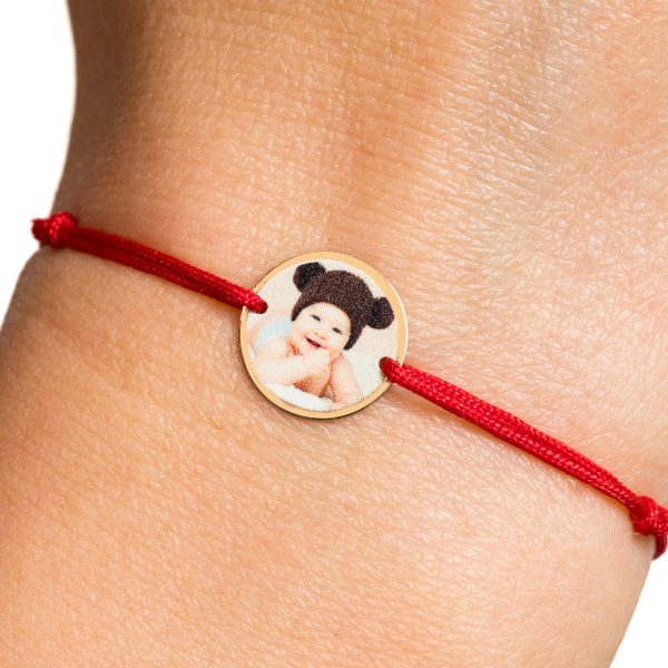 Brățară șnur cu bănuț personalizabil din aur 14k – 12 mm
