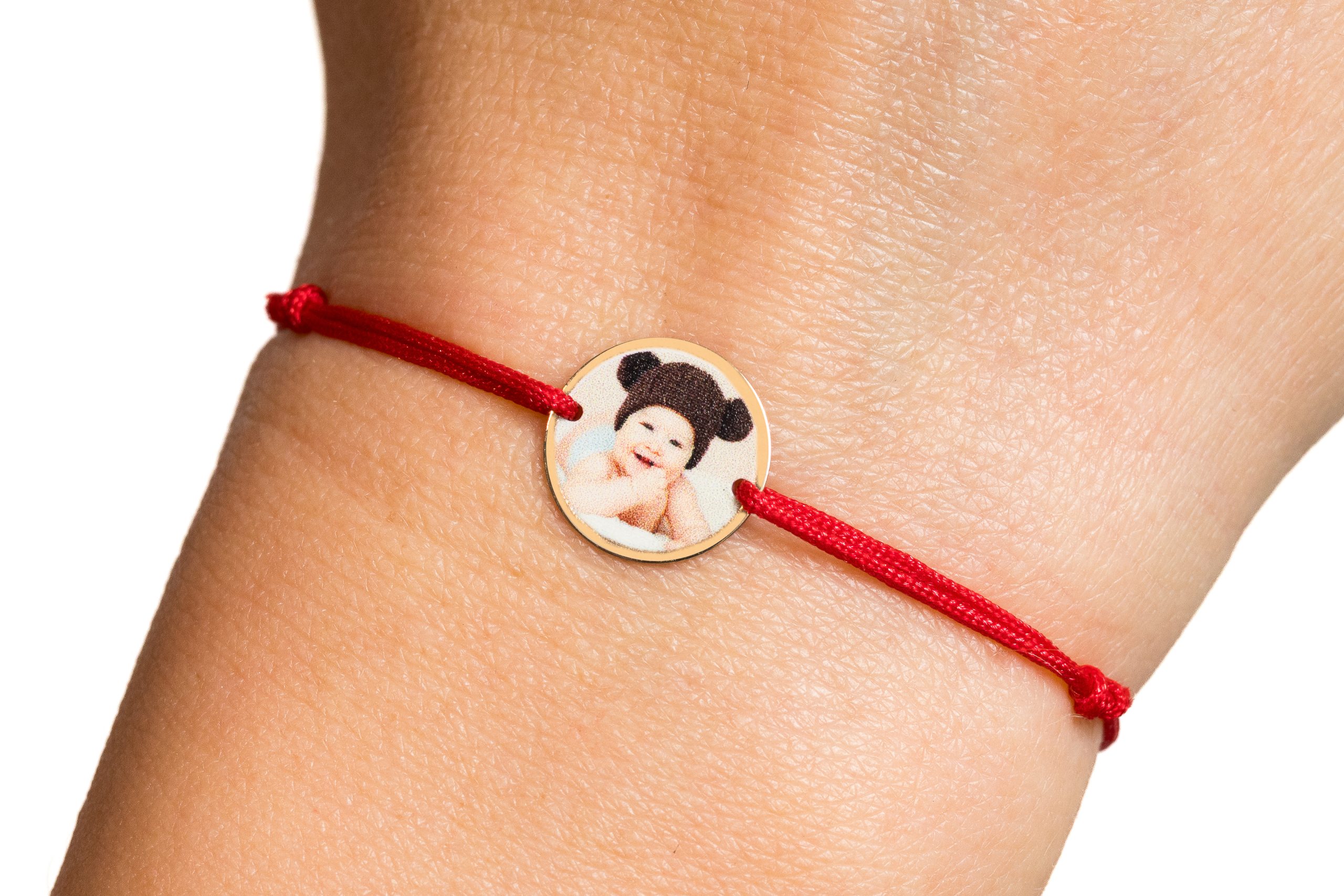 Brățară șnur cu bănuț personalizabil din aur 14k – 12 mm